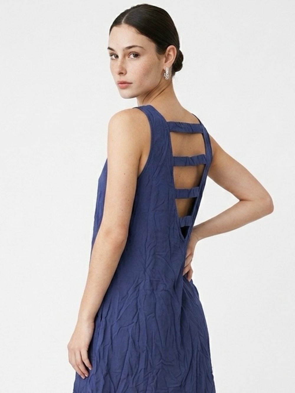 HEART HIPS | Navy Sleeveless Mini Dress Strappy Back Women’s Size Large
